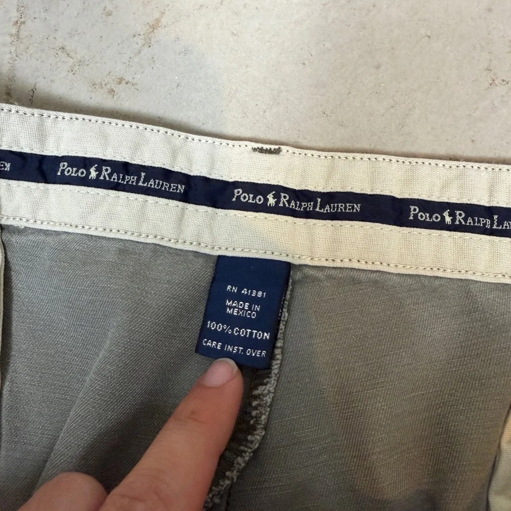Polo Ralph Lauren Andrew Pant Mens 36x30 Grey Green Pleated Cotton Chinos Vtg